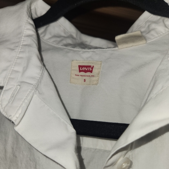 🔆Levi Basic Long Sleeve Classic Button Up White Shirt Size Small - Picture 2 of 3